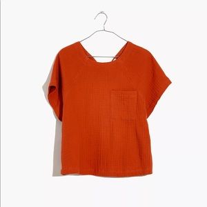 Madewell lightspun renwood button back top red clay color size small unworn new